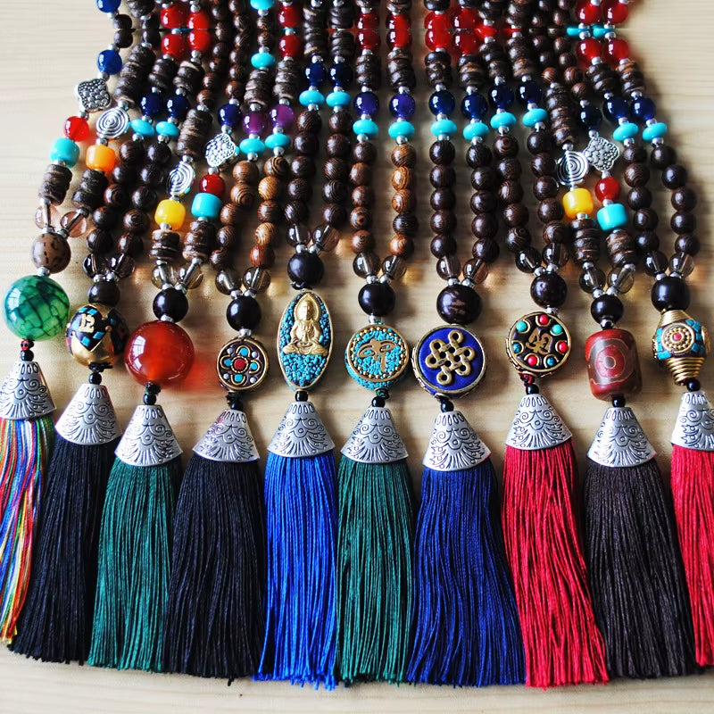 Bohemia Long Necklace Women Long Chain Sweater Chain Ethnic Tassel Necklaces Bijoux Femme Colar Clothing Jewelry Wholesale Bff