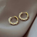 French Pearl Circle Hoop Earrings
