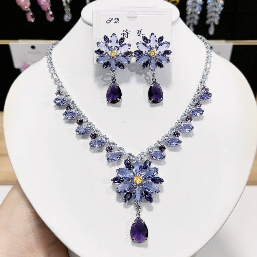 Zircon Heart & Snowflake Jewelry Set