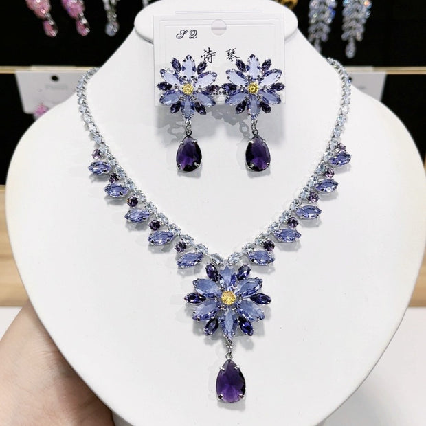 Zircon Heart & Snowflake Jewelry Set