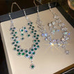 Diamond Flower Layered Necklace & Earring Set
