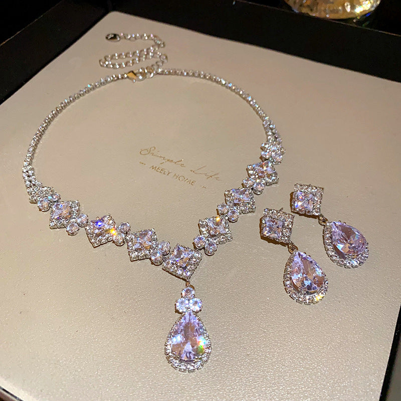Zircon Diamond Teardrop Jewelry Set