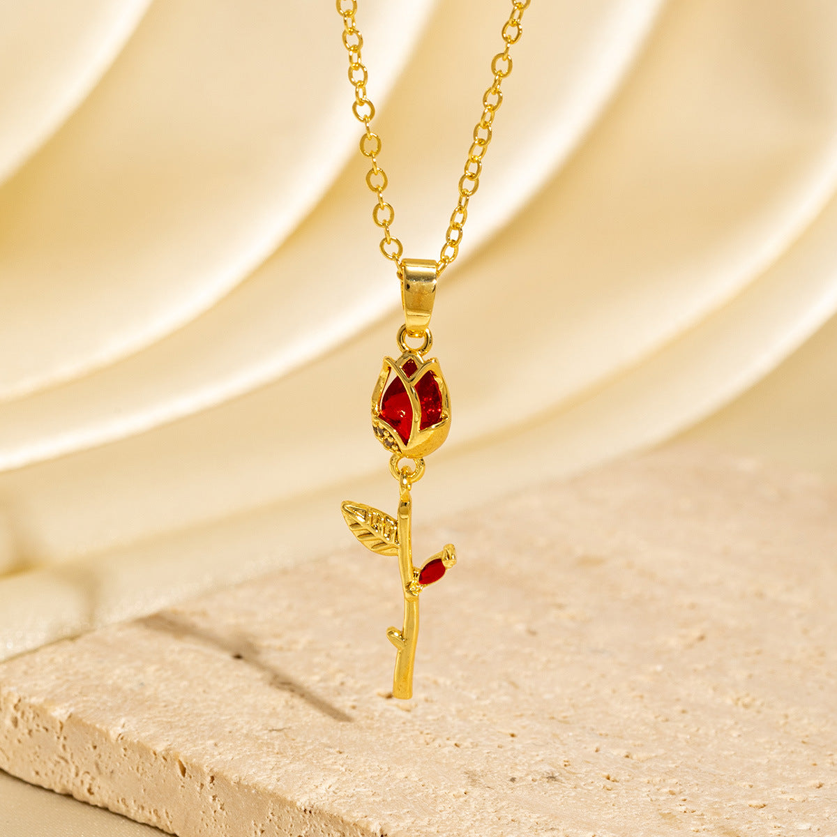 Zircon Tulip Flower Necklace
