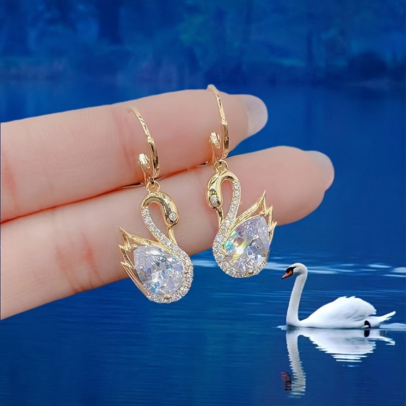 Sweet Rhinestone Swan Earrings Ins Fashion Earrings for Women Jewelry