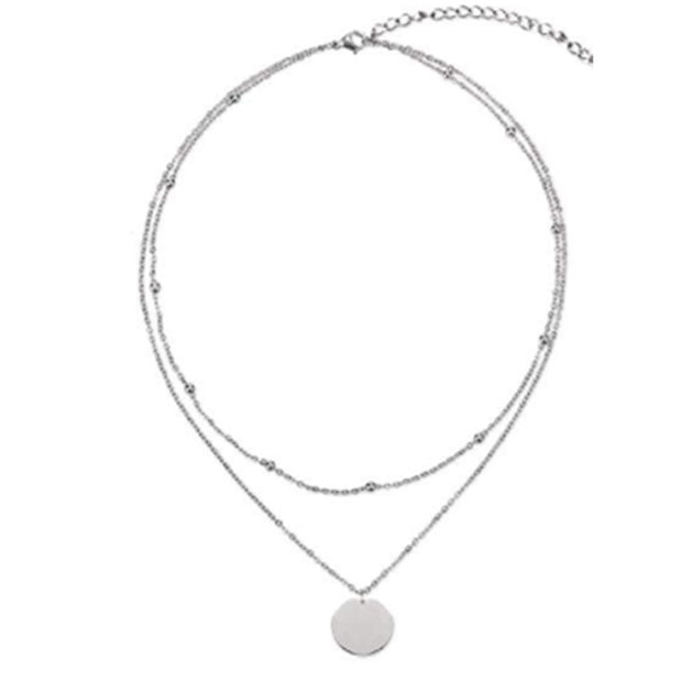 Double Disc Round Bead Necklace