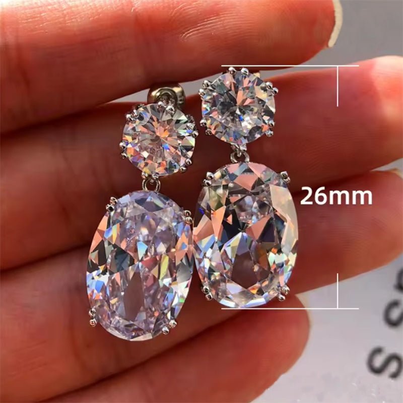 Oval Rhinestone Drop Earrings