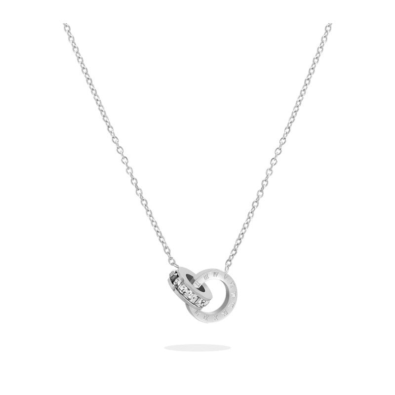 Roman Double Ring Titanium Steel Jewelry Set