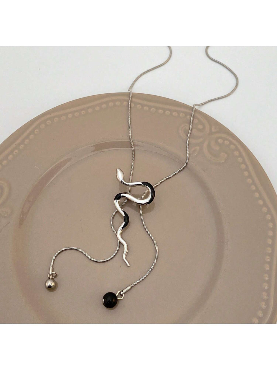 1Pc Geometric Charm Y Lariat Necklace, Stainless Steel Jewelry