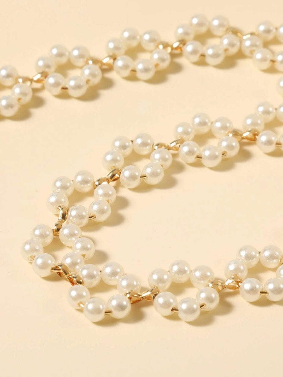 Faux Pearl Beaded Flower Decor Necklace Valentines,Mom,Mother,Mother'S Day,Gift