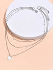 2Pcs Multi-Layer Faux Pearl round Disc Necklace (Random Pearl Quantity, Not Fixed)