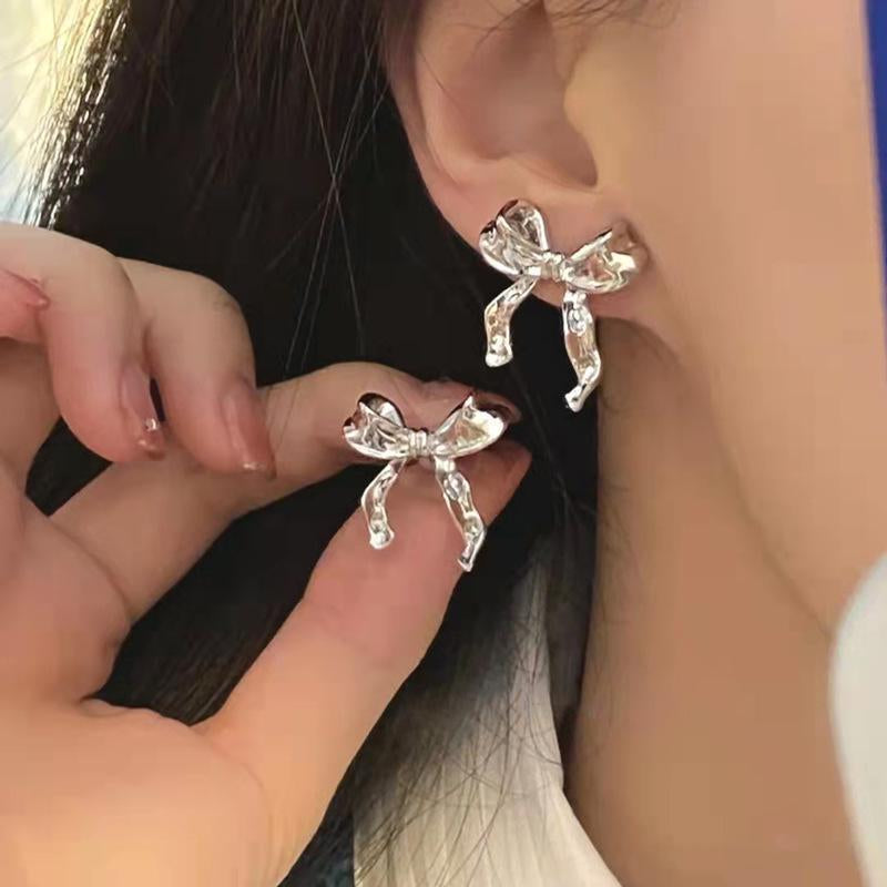 Bow Earrings Simple Style Fashionable and Versatile Earrings