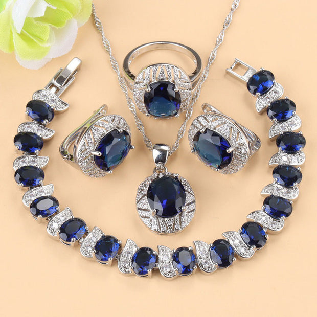 Mixed Gemstone Jewelry Set - 4-Piece Collection