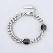Blue & Black Crystal Titanium Steel Bracelet