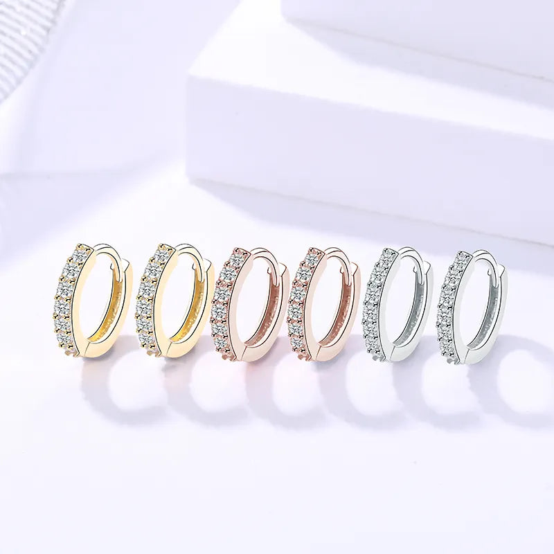 Sterling Silver Micro Pave CZ Huggie Hoop Earrings