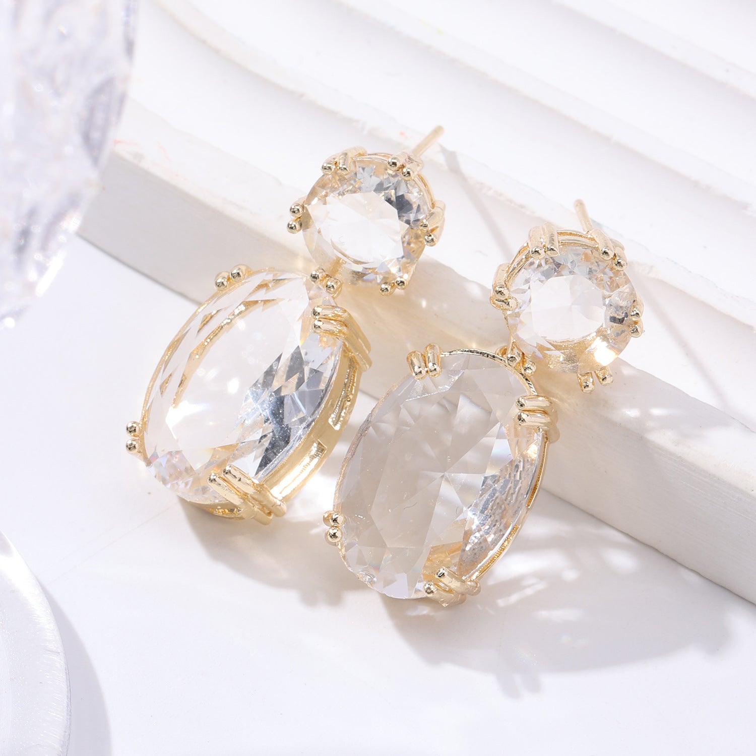 Oval Rhinestone Drop Earrings