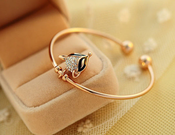 Rose Gold Crystal Bow Bracelet