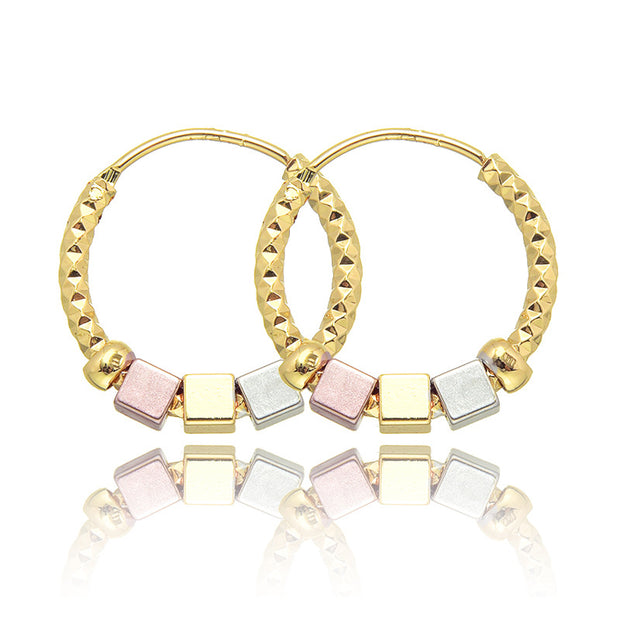 Hollow Rosette Earrings with Gold Contrast Hoops