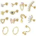 16G Stainless Steel Cartilage Earring Set (16-Piece)