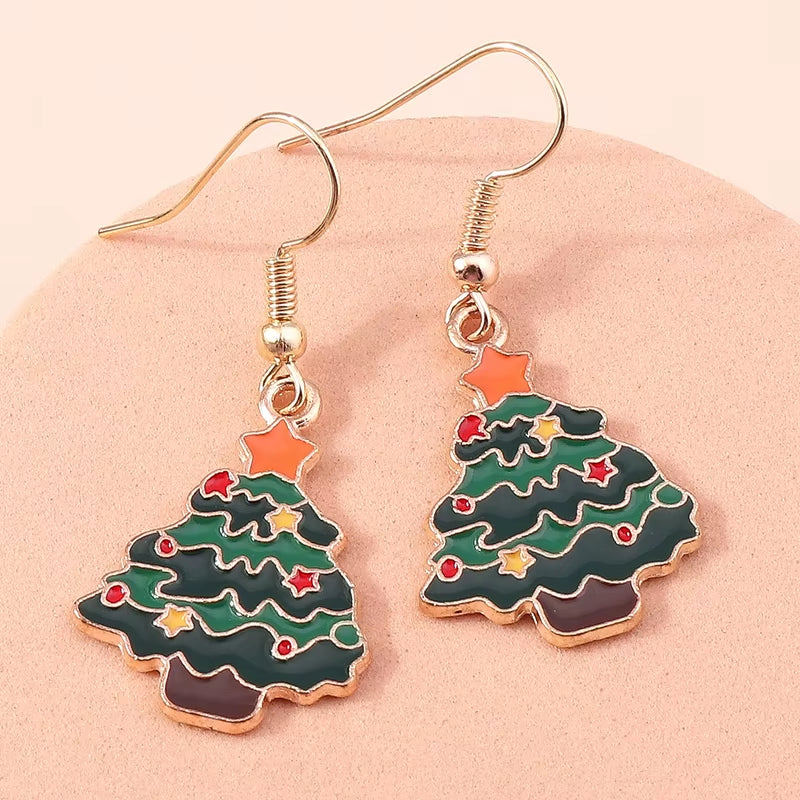 Cute Colorful Christmas Tree Drop Earrings for Women Festival Christmas Dangle Earrings Girls Party Jewelry Gifts