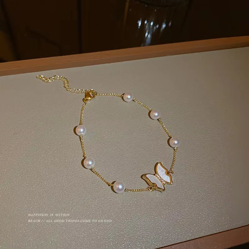 New Luxurious Geometry Square Green Crystal Bracelets Women Fashion Exquisite Butterfly Love Heart Metal Bracelets Set Jewelry