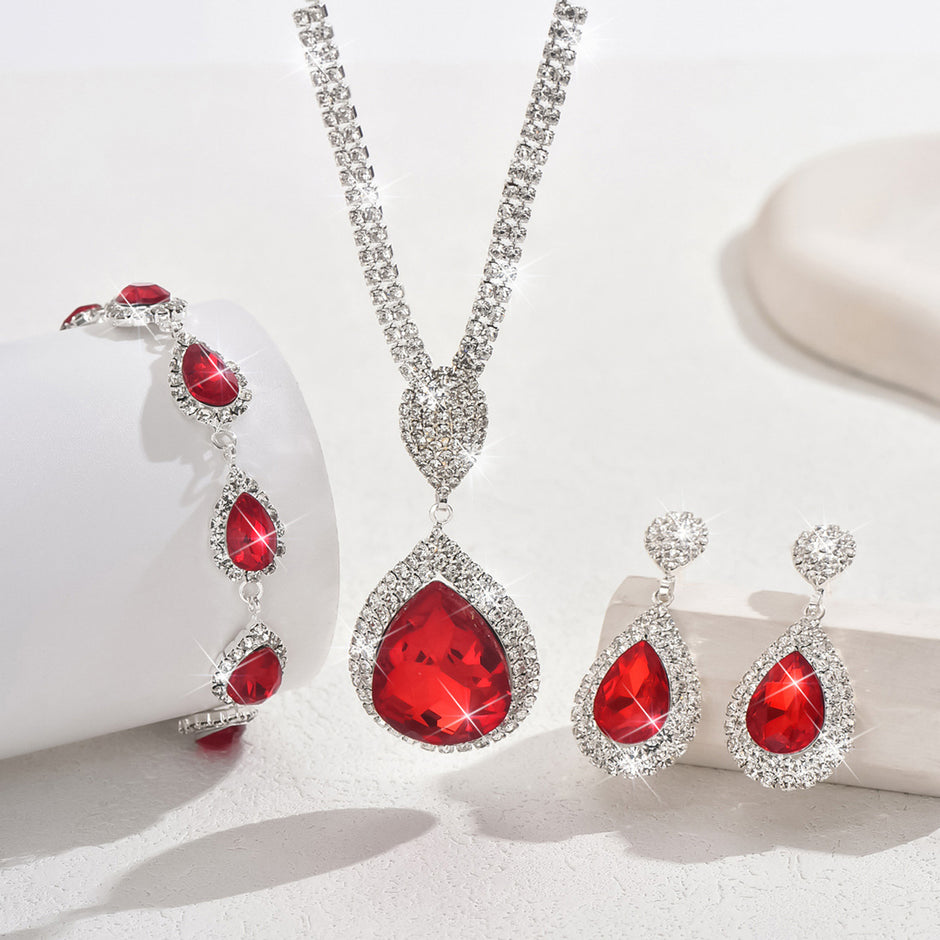Sapphire & Ruby Teardrop Jewelry Set