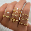 Gold Heart Ring Set (9-Piece)
