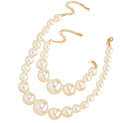 French Retro Fresh Water Pearl Earrings Bracelet and Necklace Set